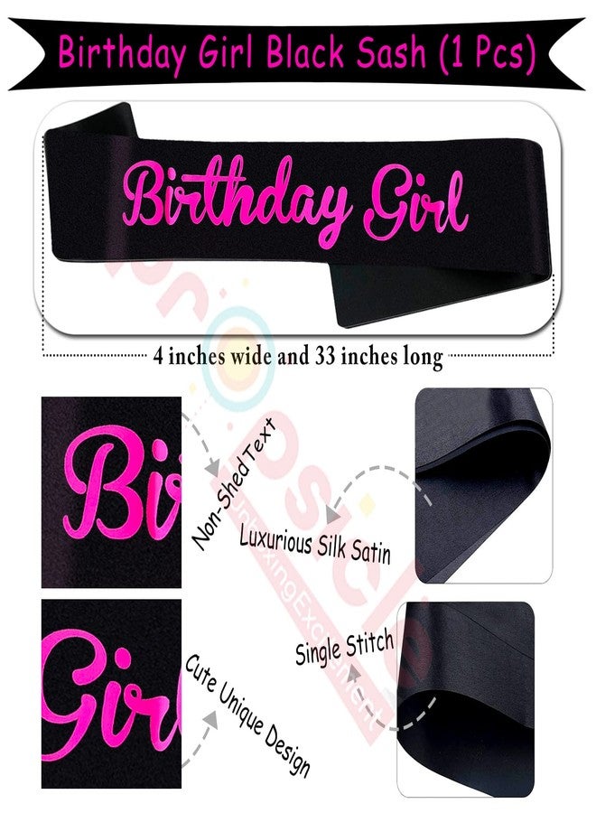 Propsicle Princess Silk Sash Pack of 1 Black Birthday Girl Sash Theme Party Decoration Item for Women - Image 3